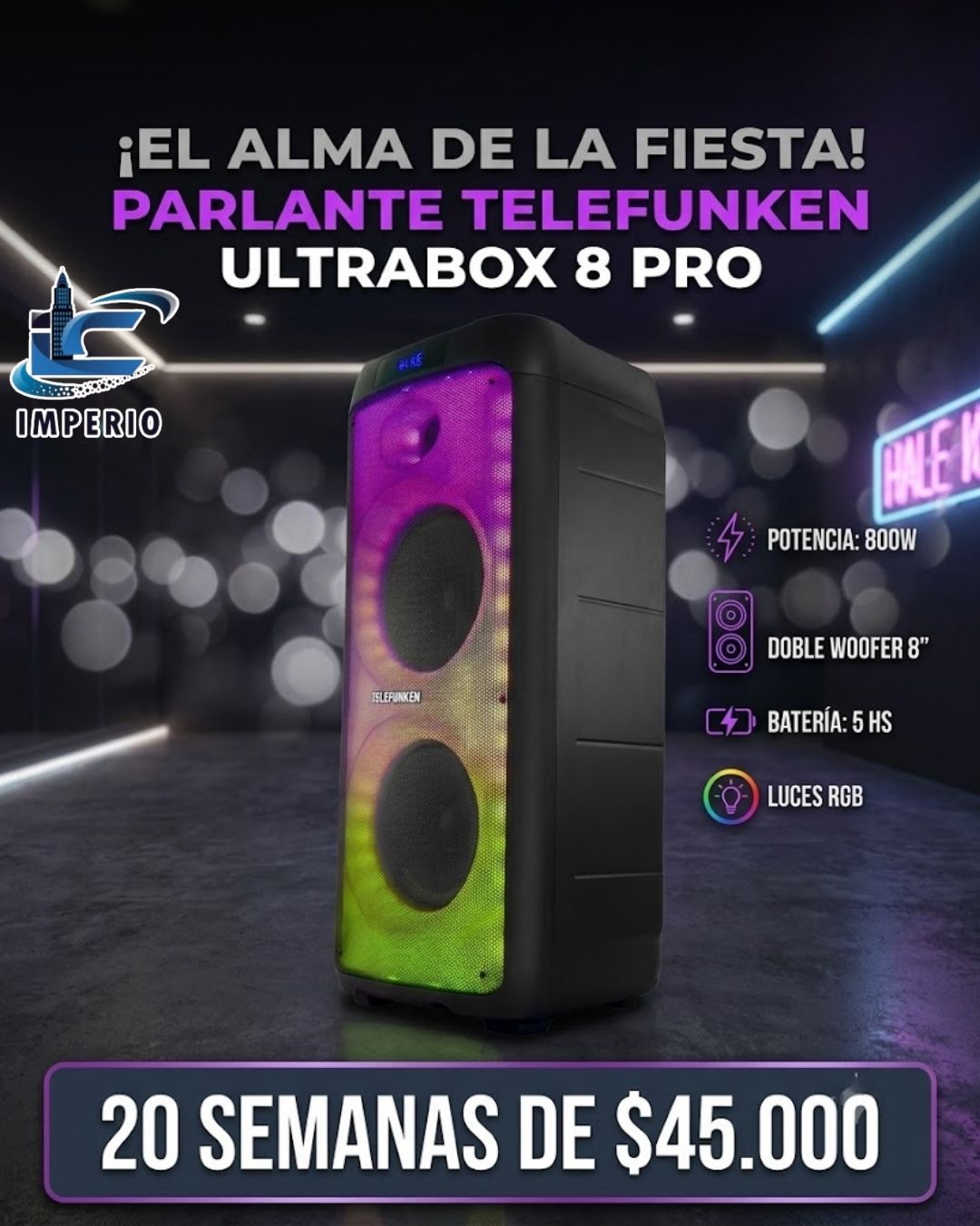 PARLANTE TELEFUNKEN ULTRABOX 8 PRO 8x2