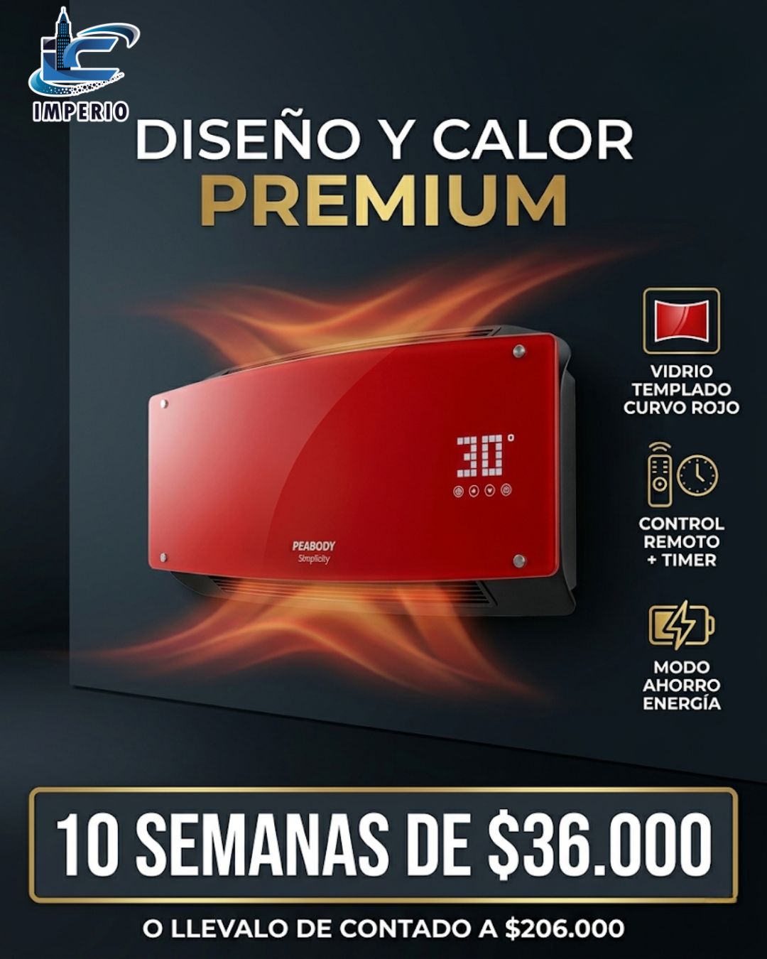 Caloventor Peabody con vidrio