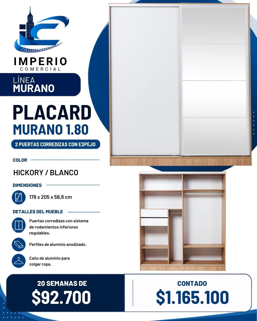 Murano 2 Puertas Corredizas 180