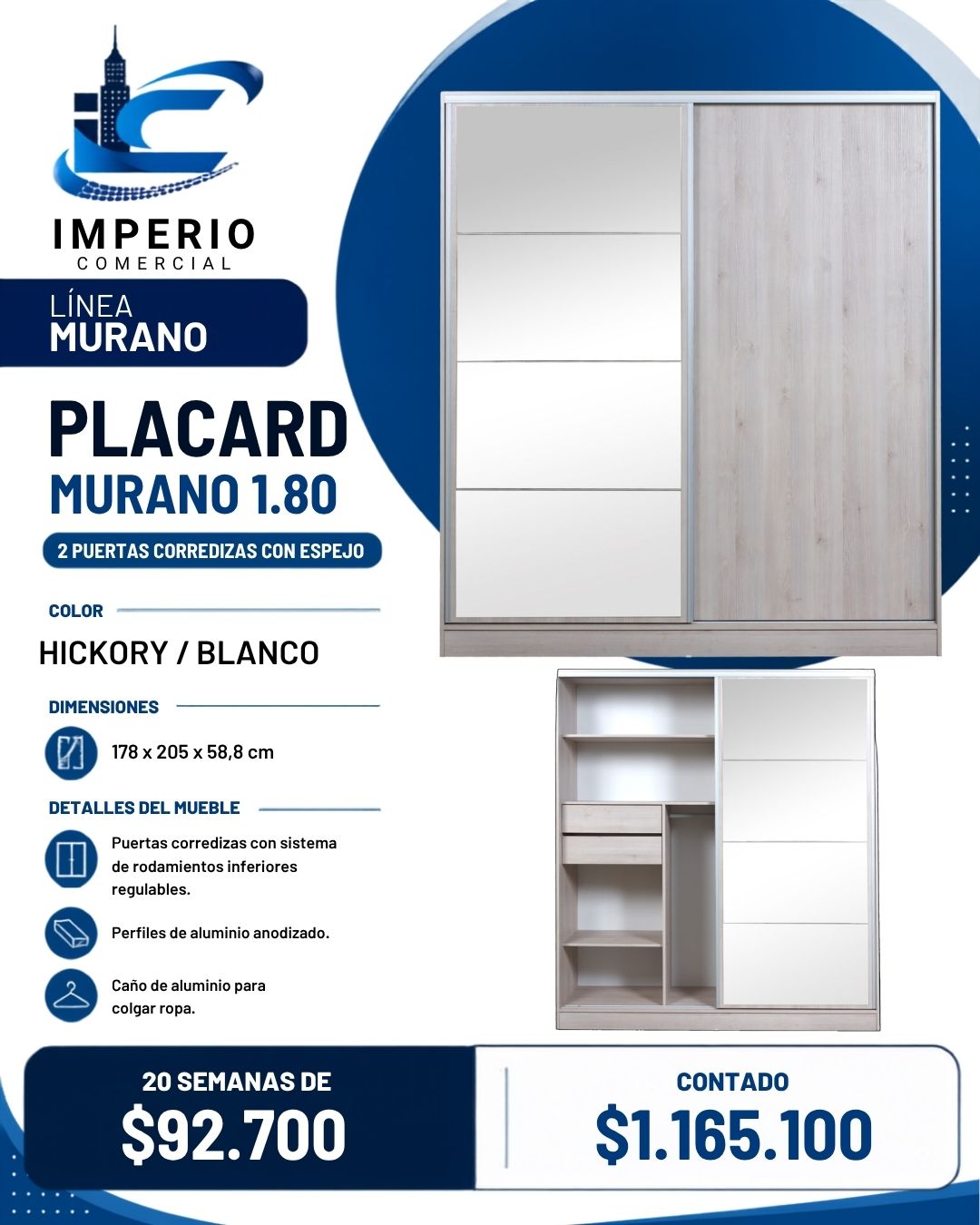 Murano 2 Puertas Corredizas 180
