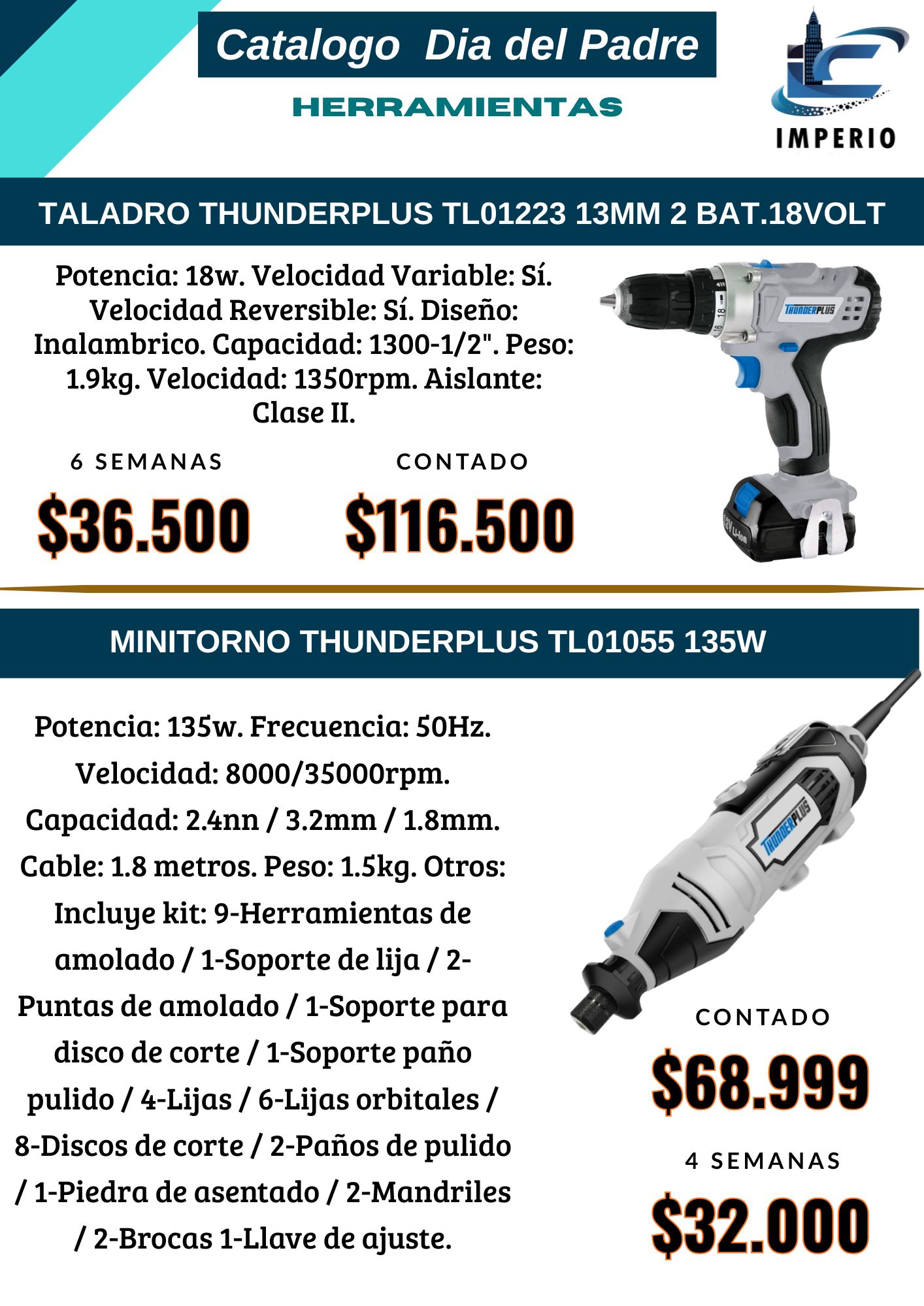 Taladro Inalambrico y Minitorno