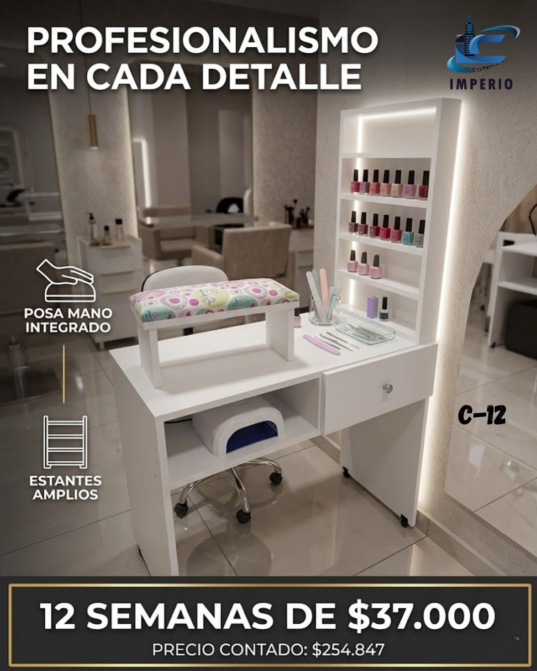 Mesa con posa mano