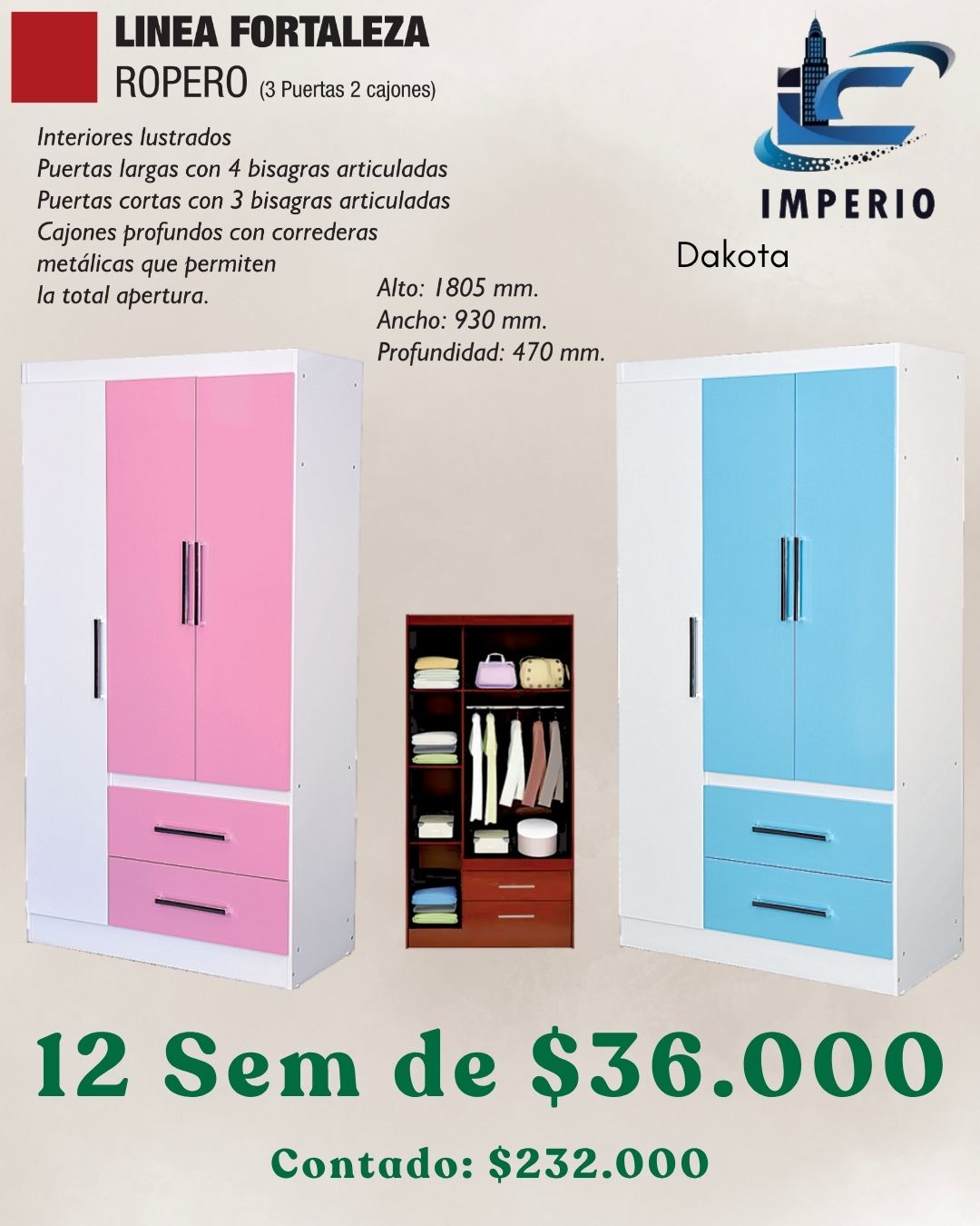 Ropero 3 Puertas Infantil