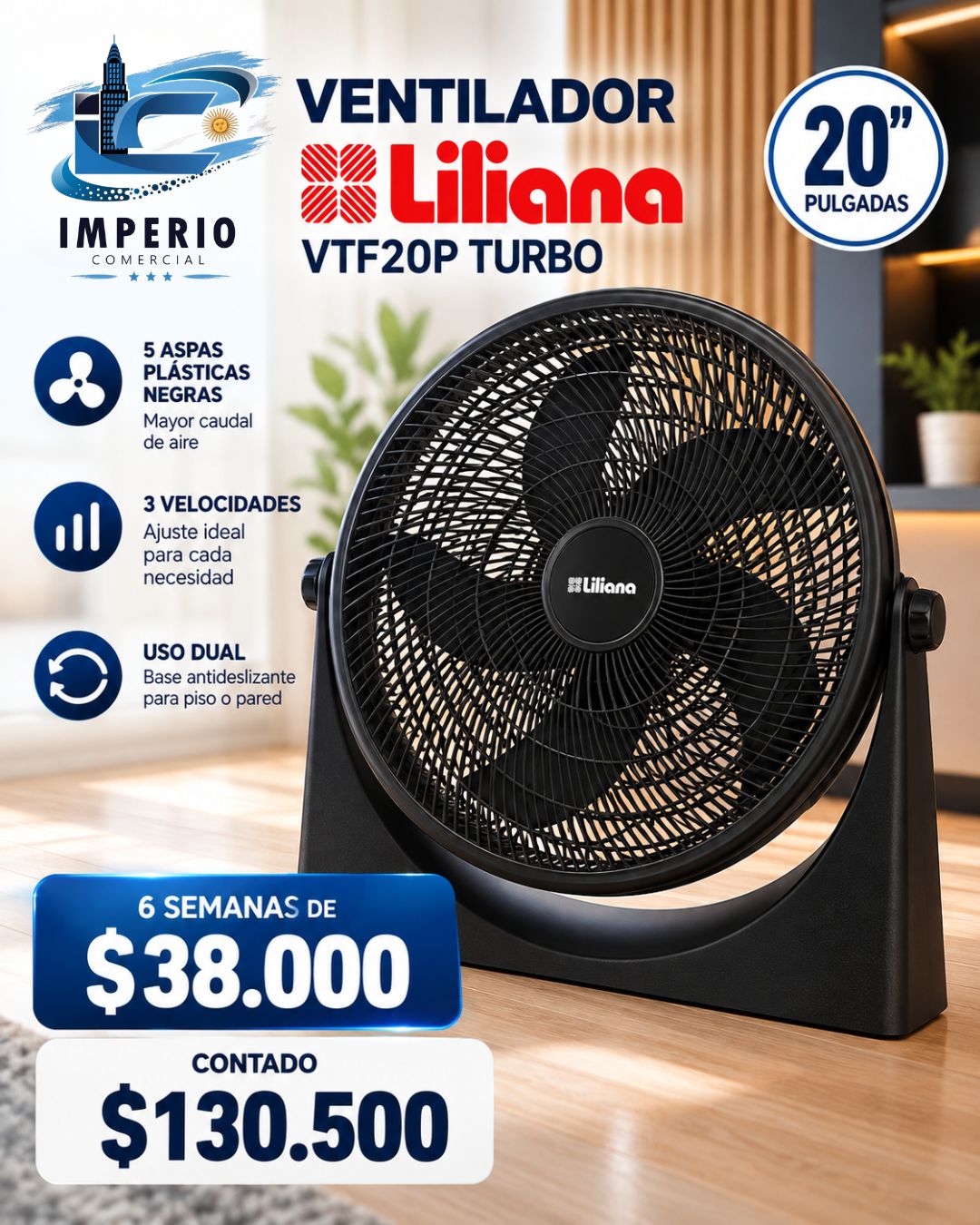 VENTILADOR LILIANA VTF20P TURBO