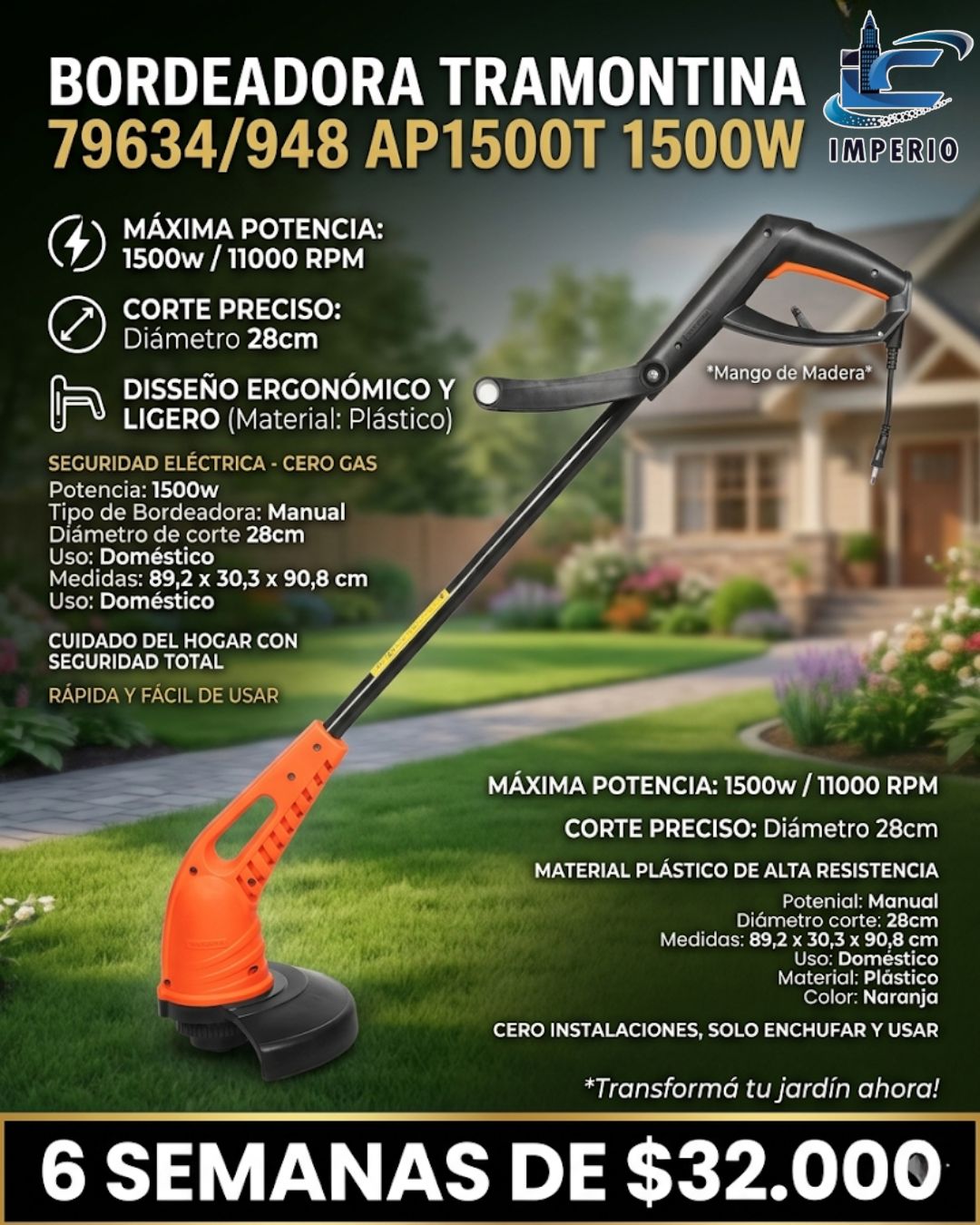 BORDEADORA TRAMONTINA 79634/936 APB1500T 1500W