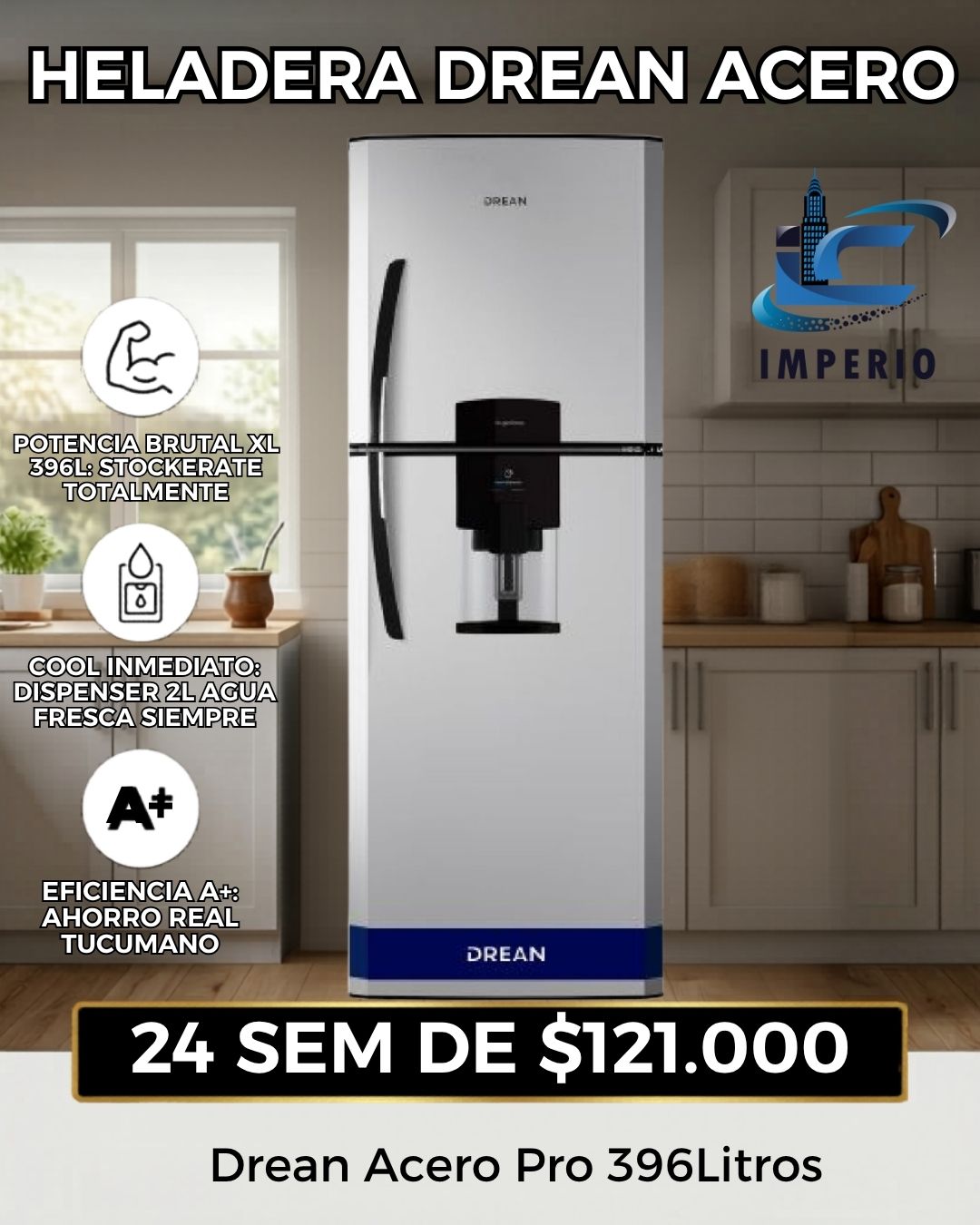 HELADERA DREAN 396L