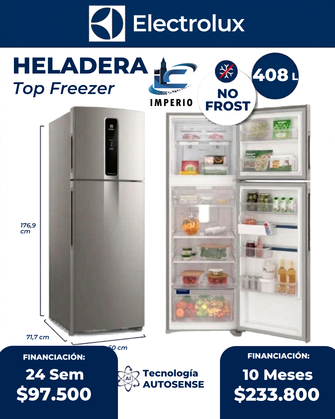 Heladera Electrolux 408L