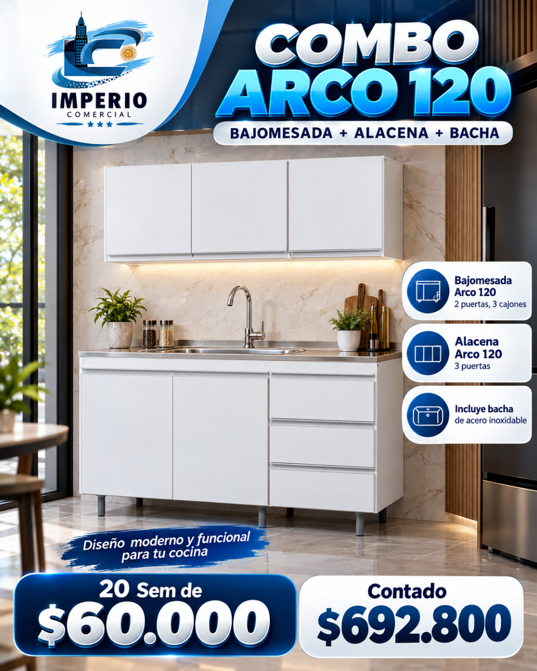 Combo Arco 120 Con Bordes de Aluminio