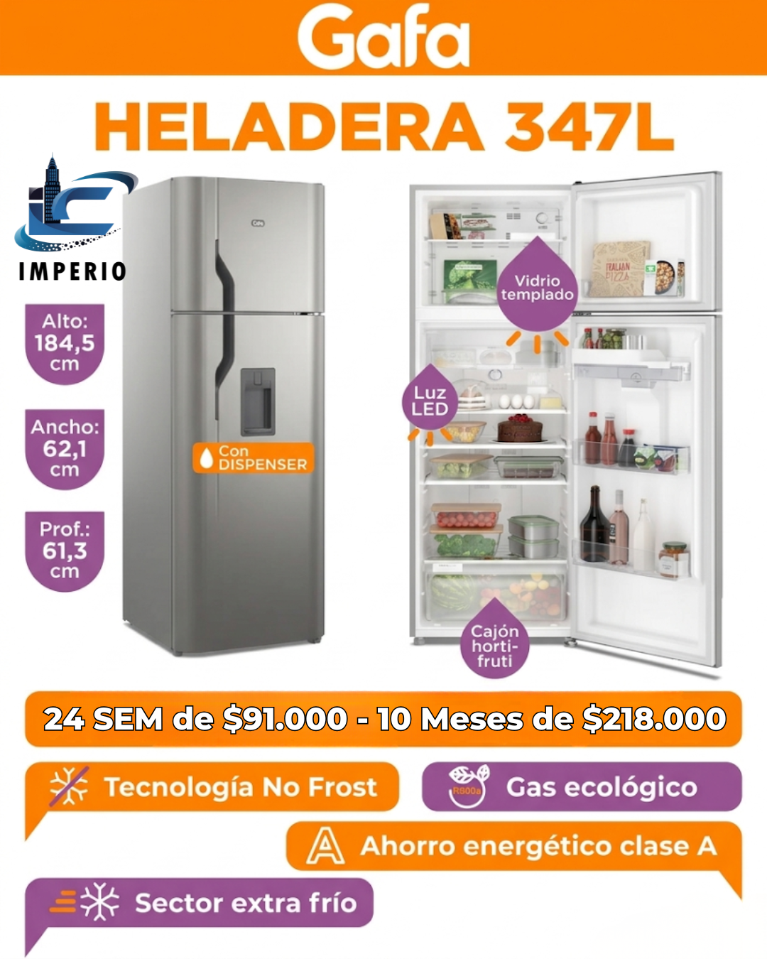 Heladera Gafa 347L