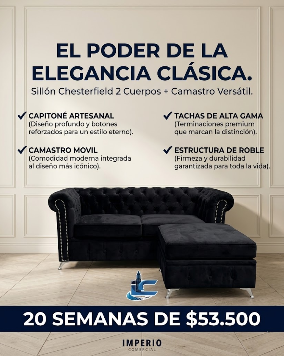 Sillon Chesterfield 2 Cuerpos