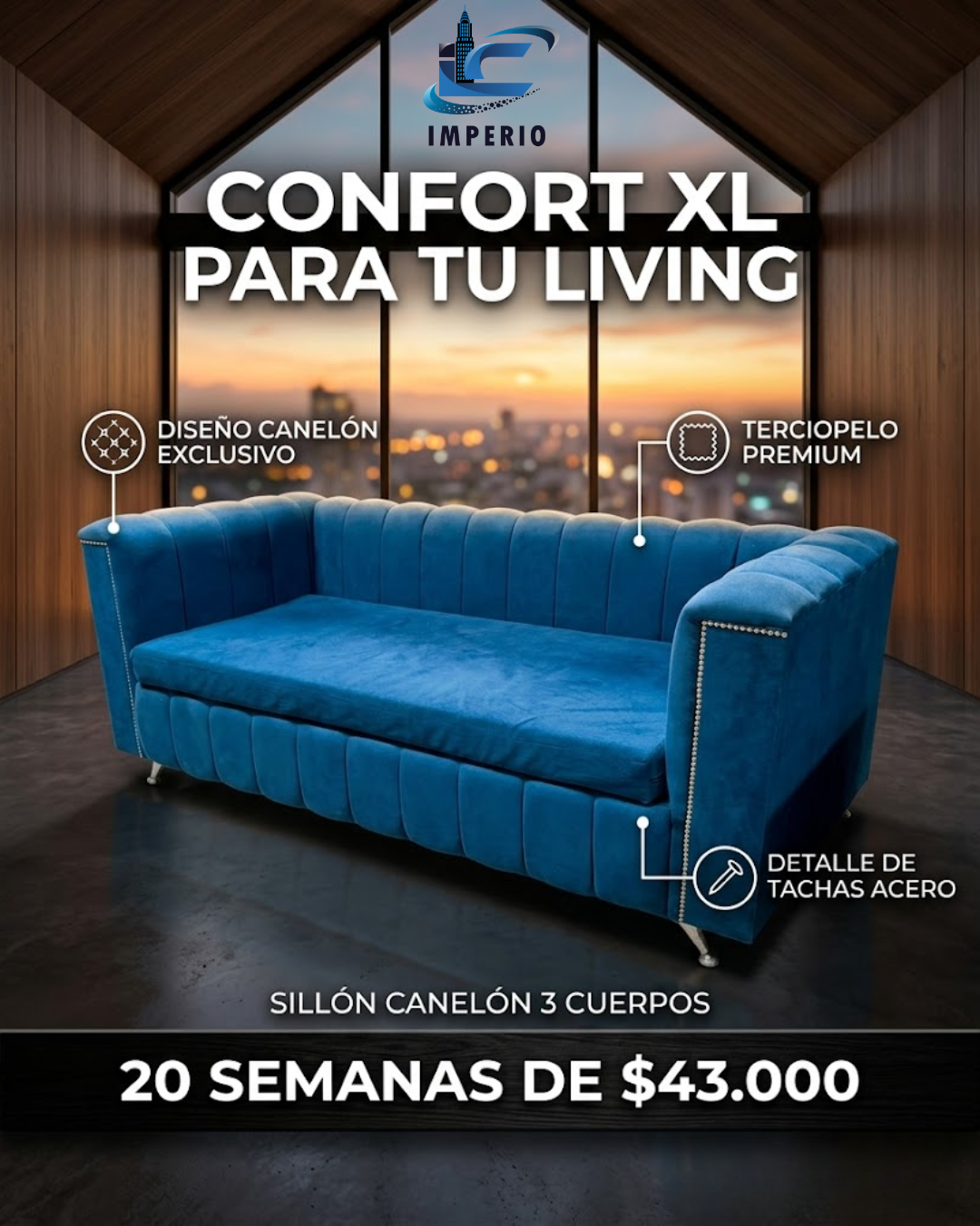Sillon Canelon 3 Cuerpos