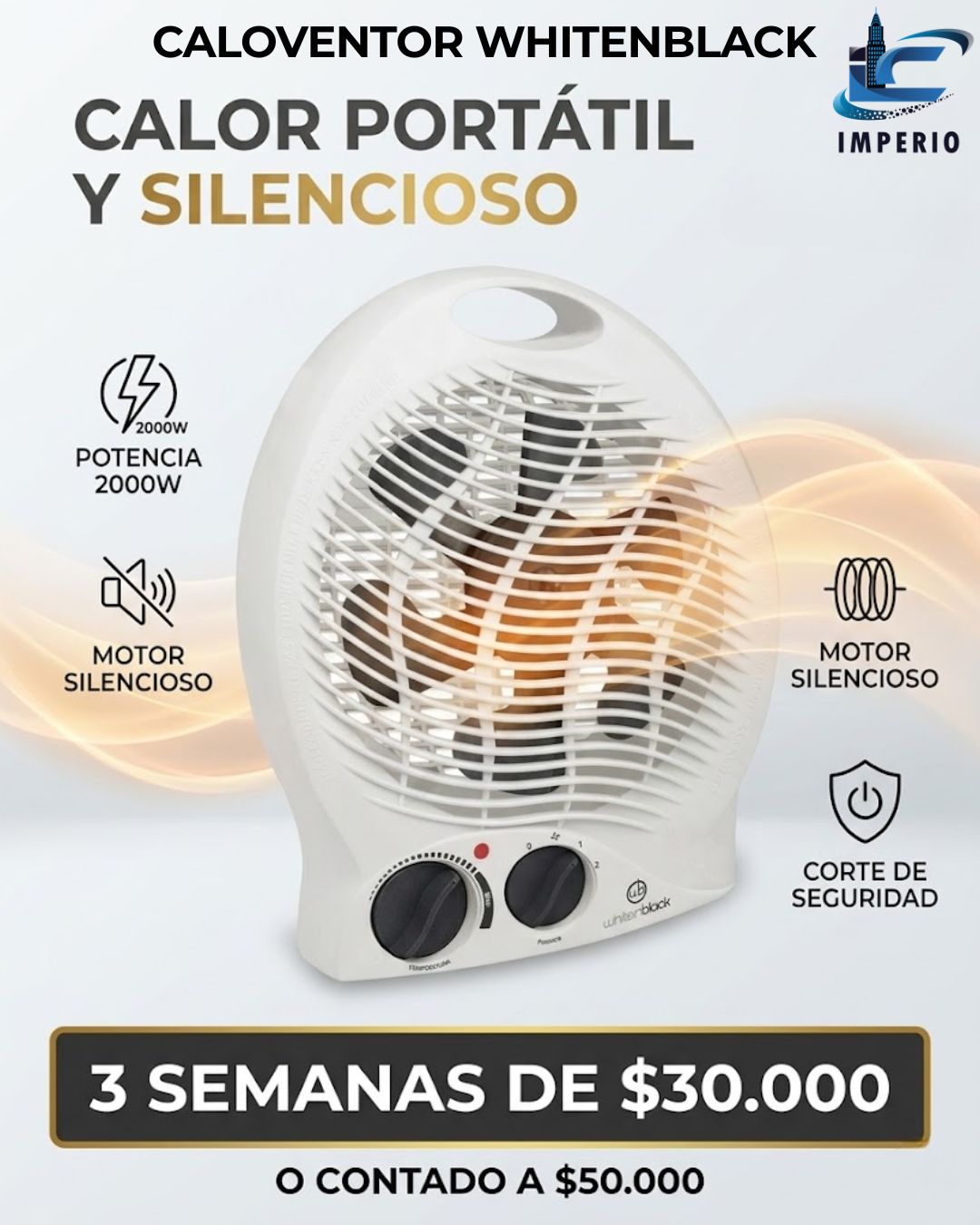 Caloventor Whitenblack 2000w