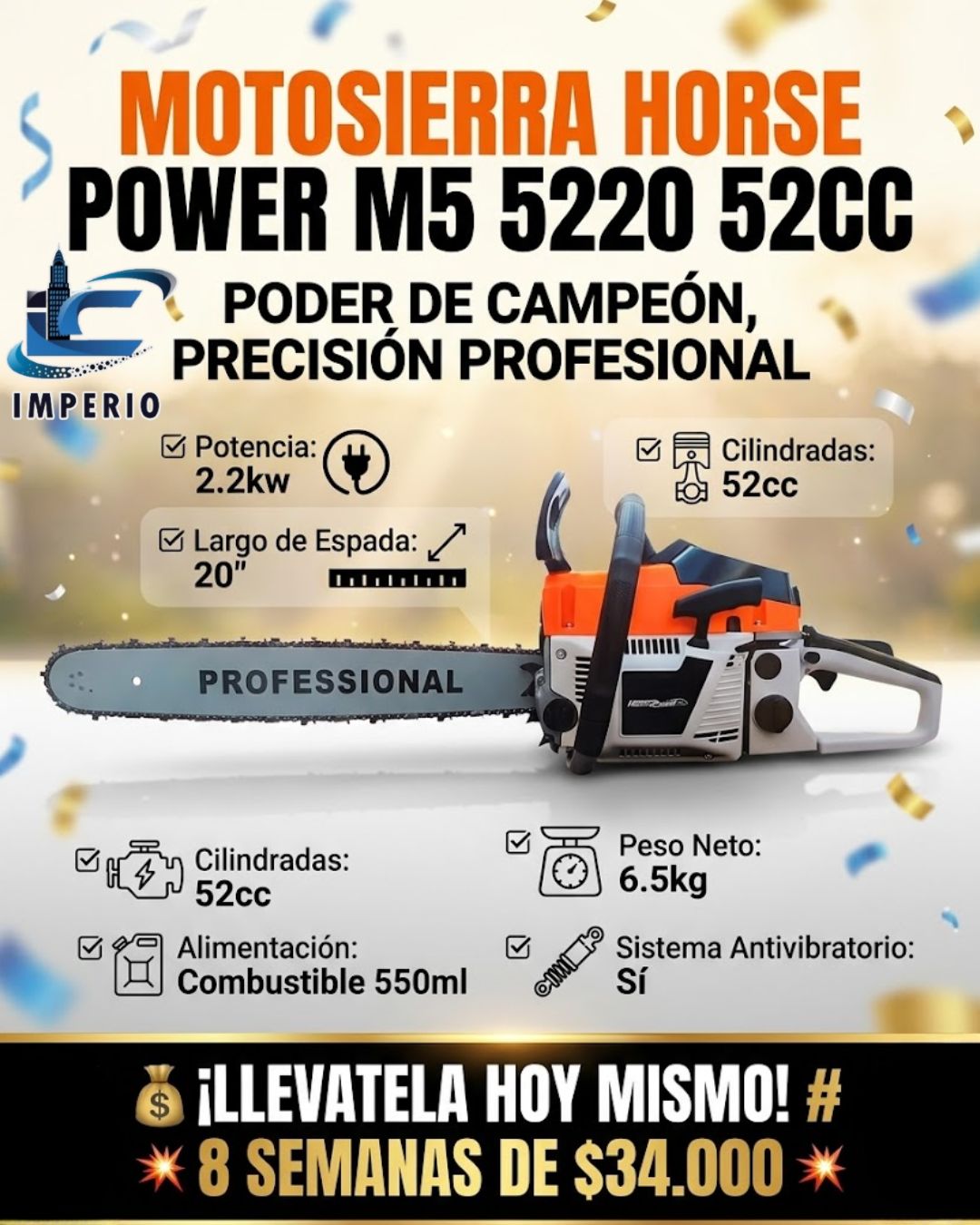 MOTOSIERRA HORSE POWER M5 5220 52CC