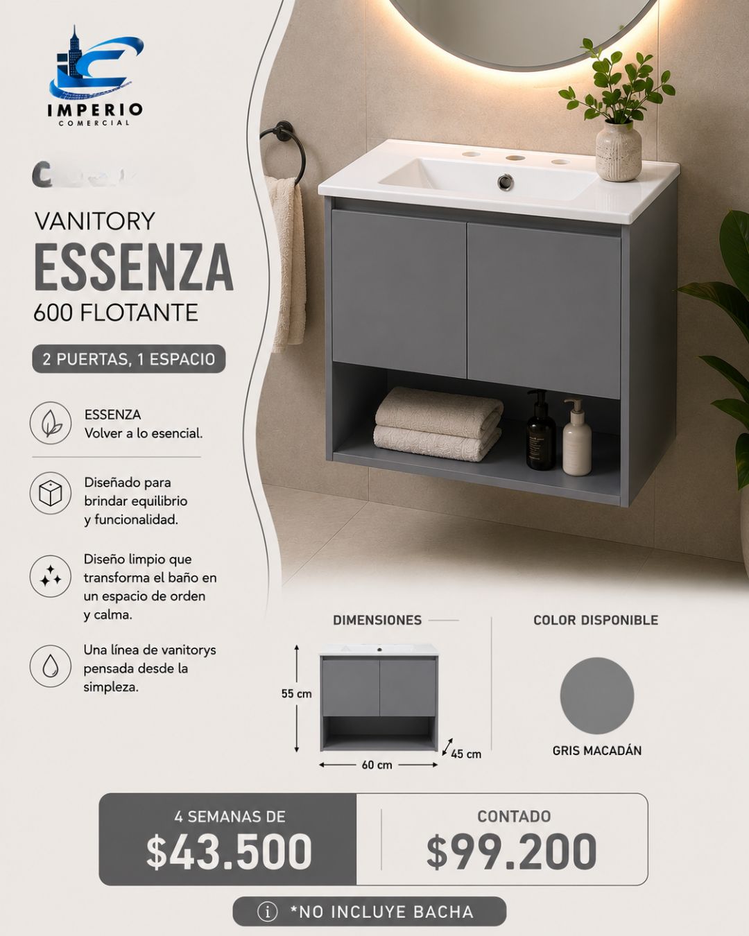 Vanitory Essenza 600 Flotante