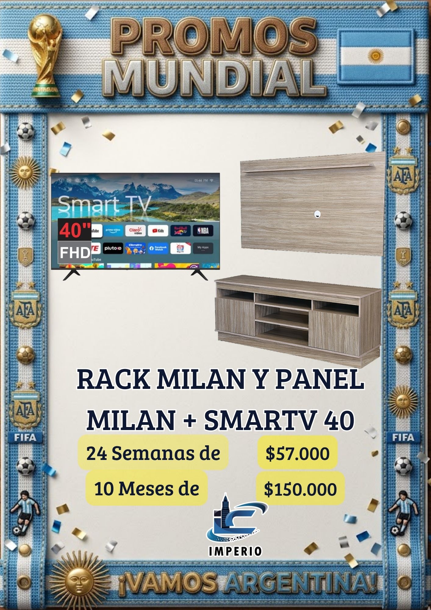 Smartv + Rack y Panel Milan