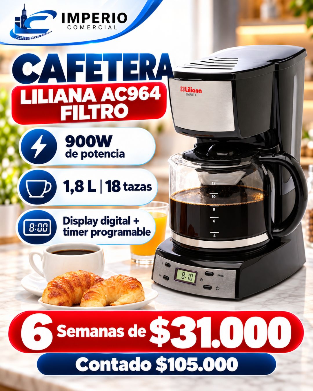 Cafetera Liliana 1.8L