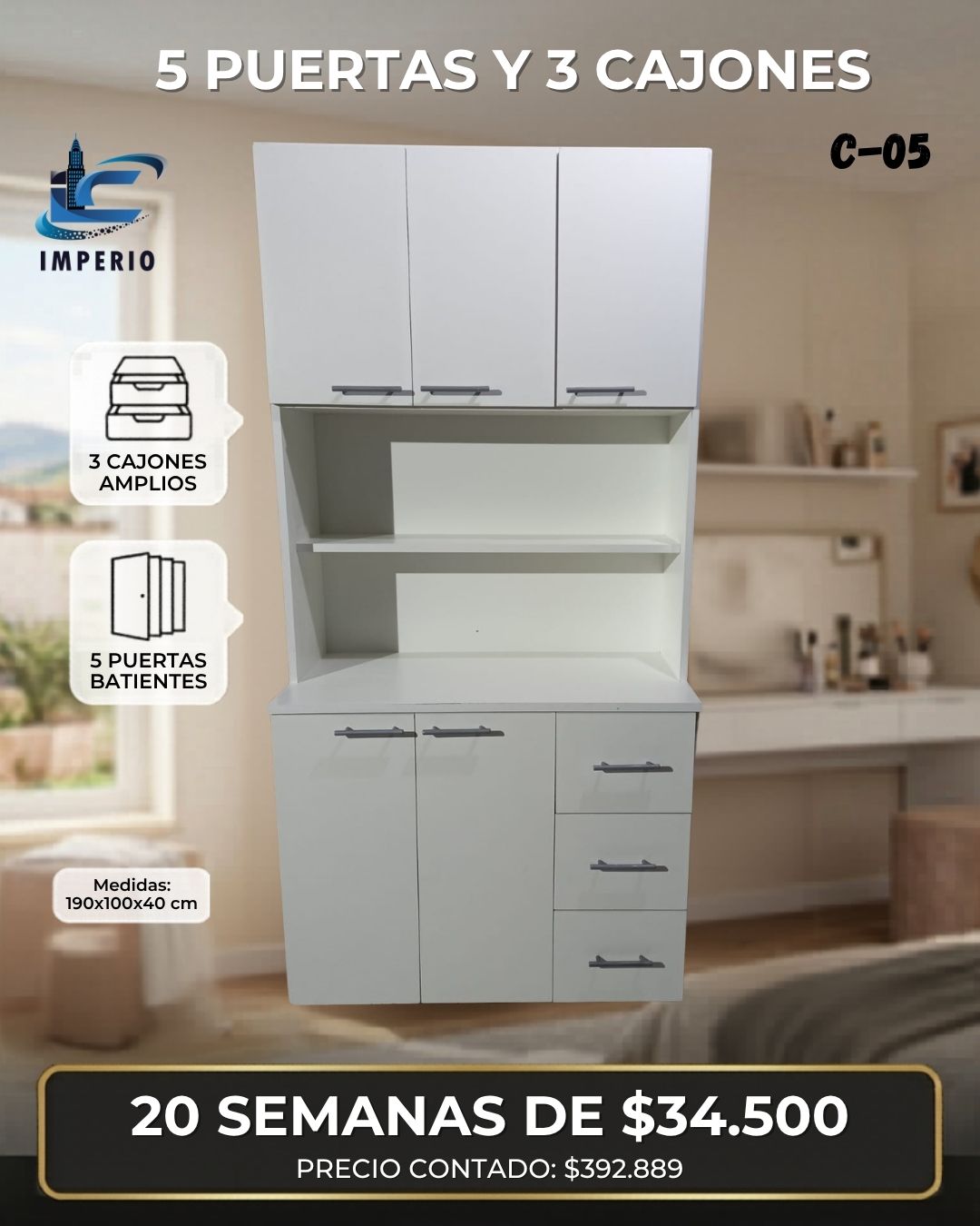 Modulo 5 Puertas y 3 Cajones