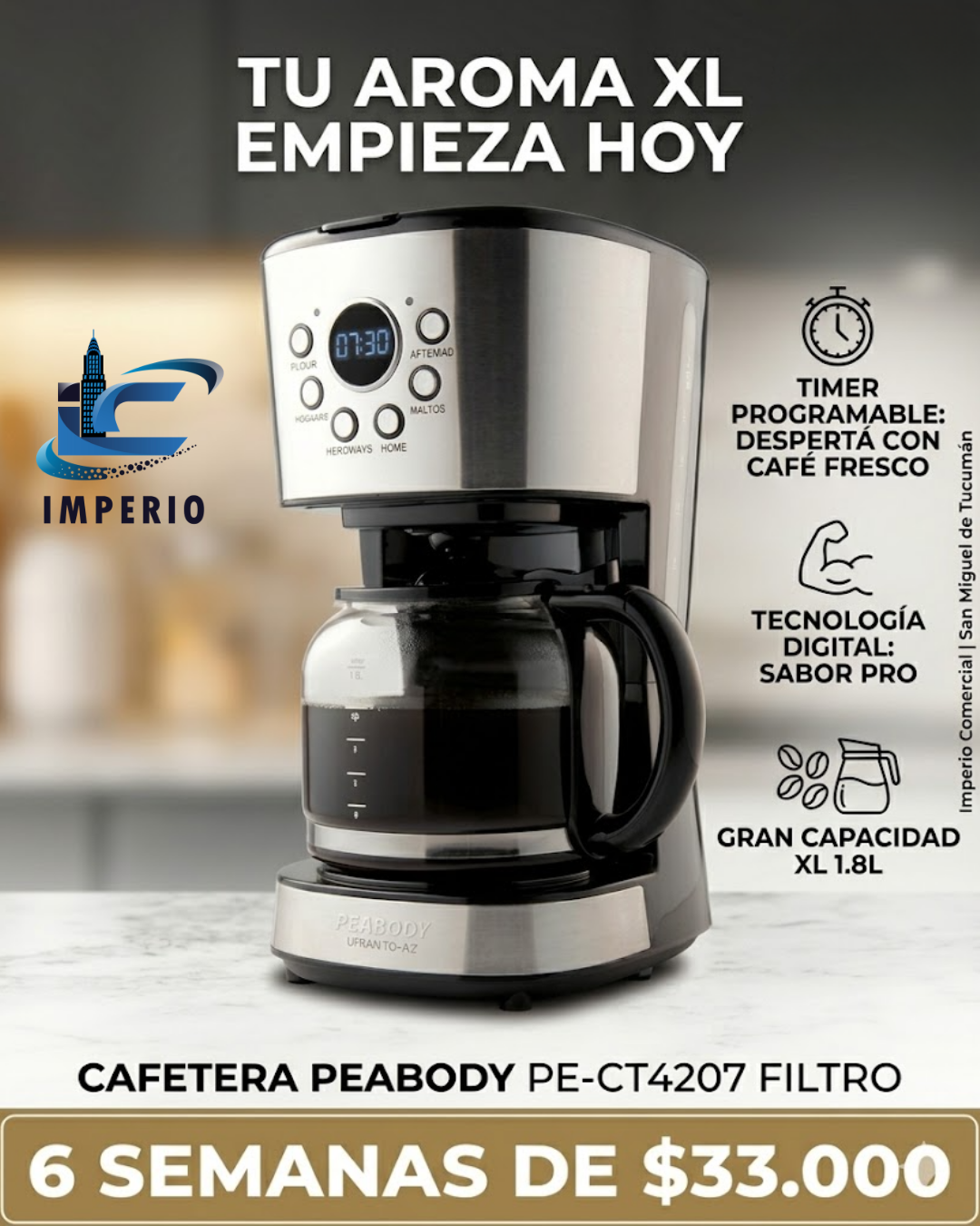 Cafetera Peabody con Filtro