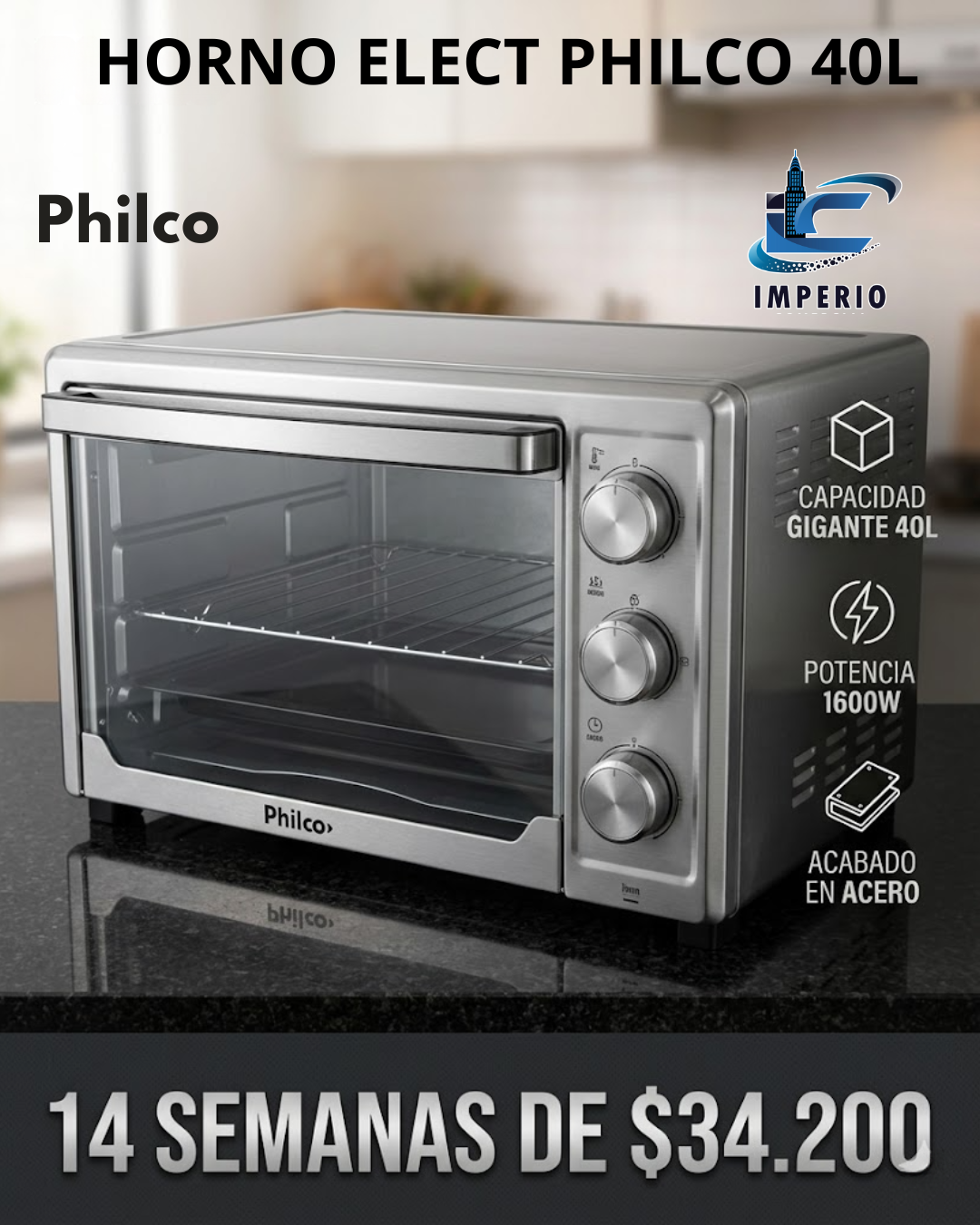 HORNO ELECTRICO PHILCO HGP-4021 40L