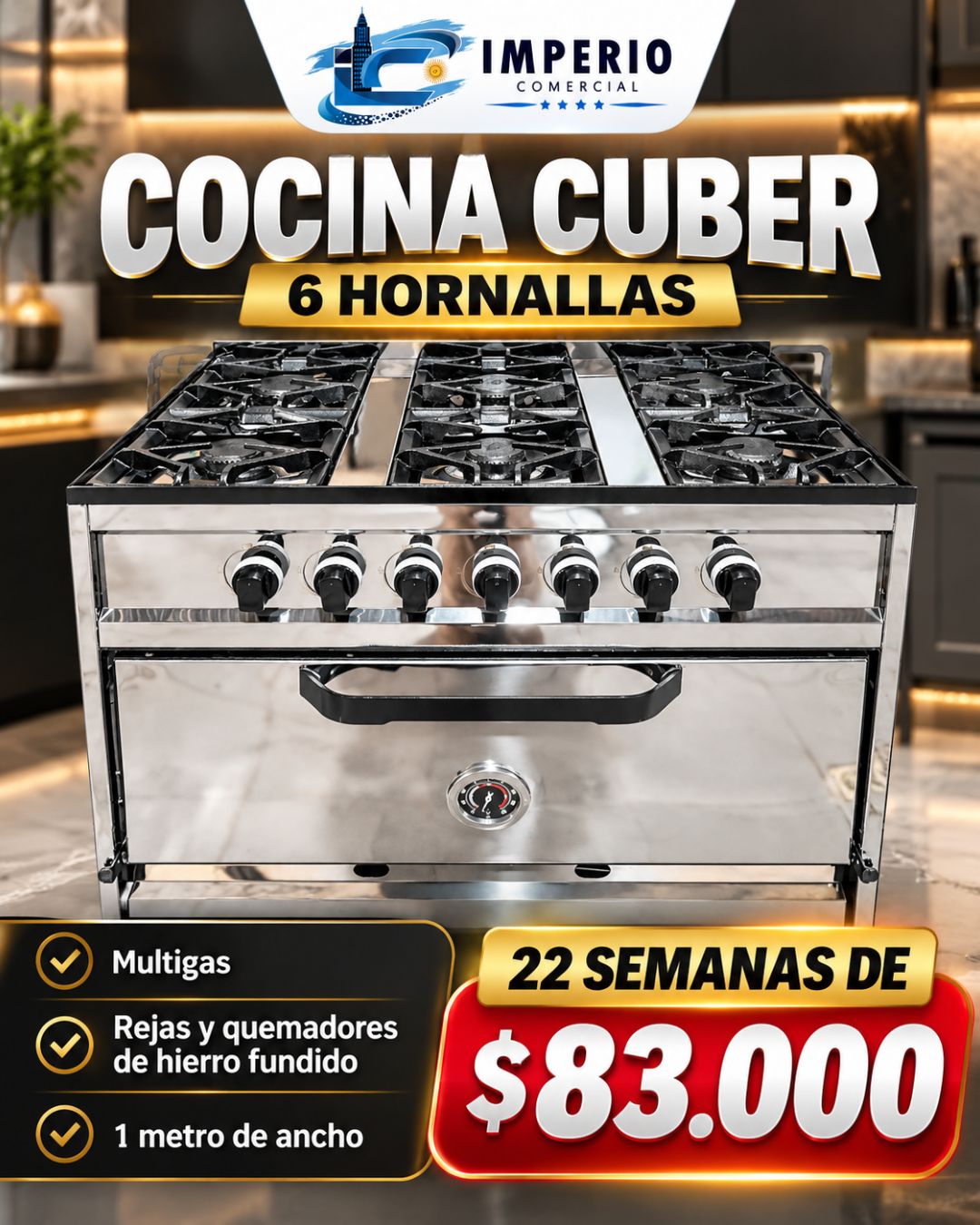 Cocina Cuber 6 Hornallas