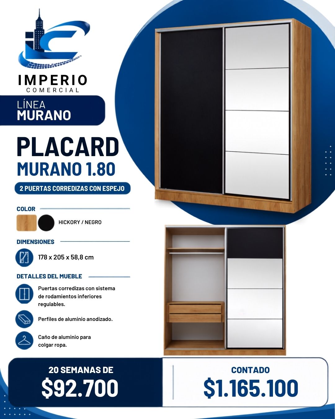 Murano 2 Puertas Corredizas 180