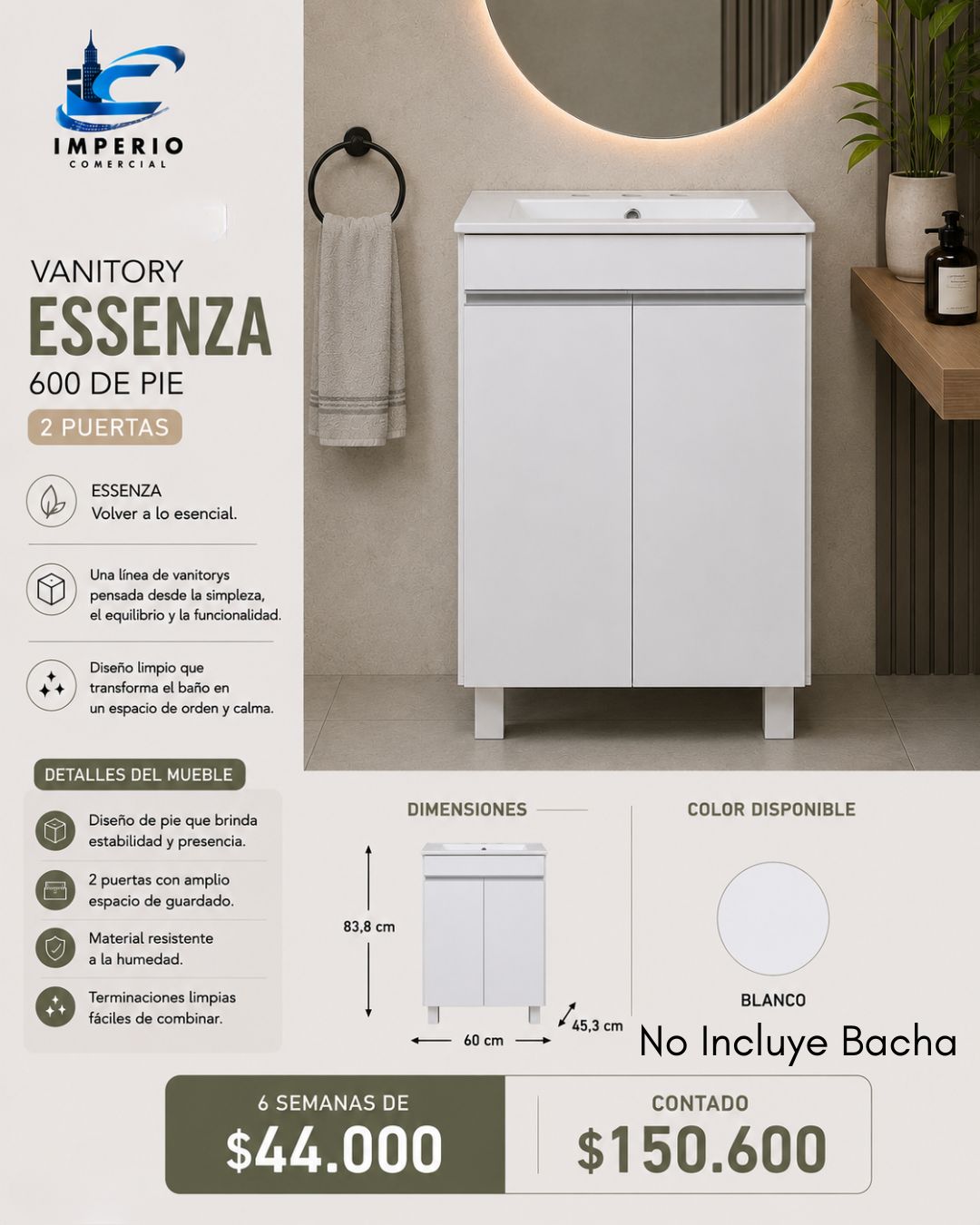 Vanitory Essenza 600 de Pie
