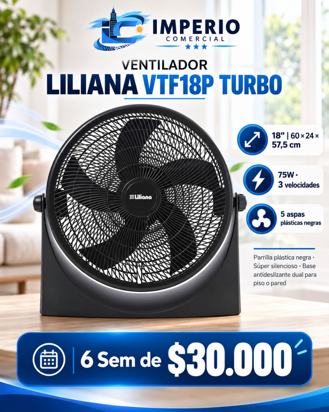 VENTILADOR LILIANA VTF18P TURBO