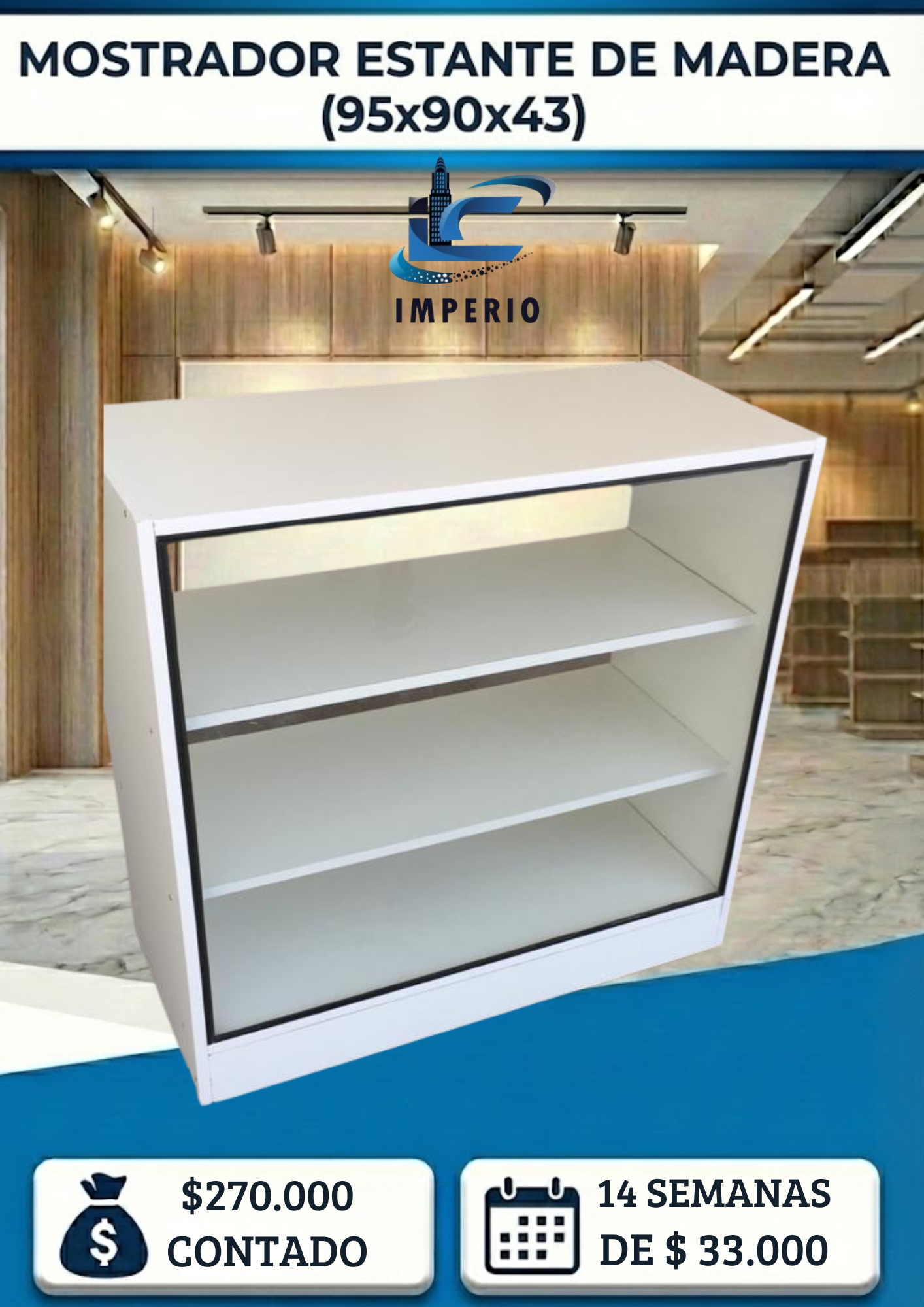 Mostrador con Estante de Madera