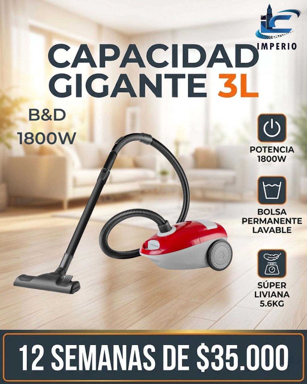 ASPIRADORA B& 1800W