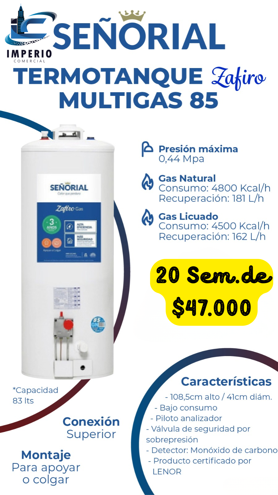 Señorial Multigas  85 Litros